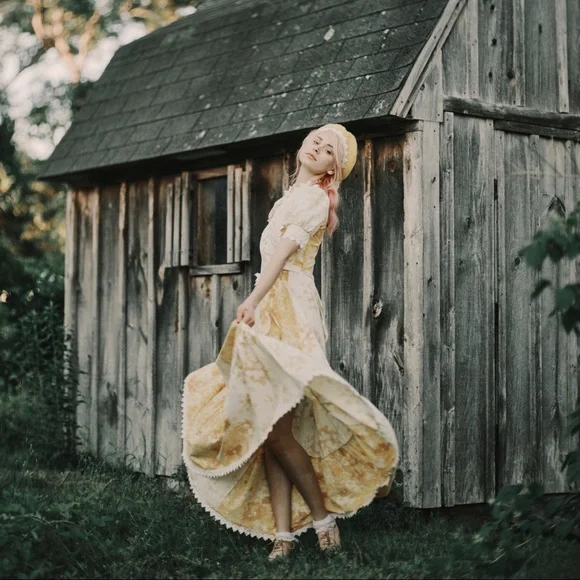 Vintage Yellow Cottagecore dress - Picture 6 of 8